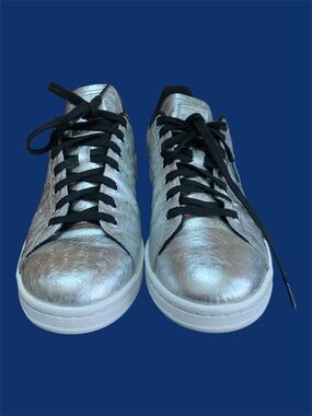 adidas Stan Smith Sneaker Men's Silver Metallic Ostrich Top Size 11 1/2 EUC